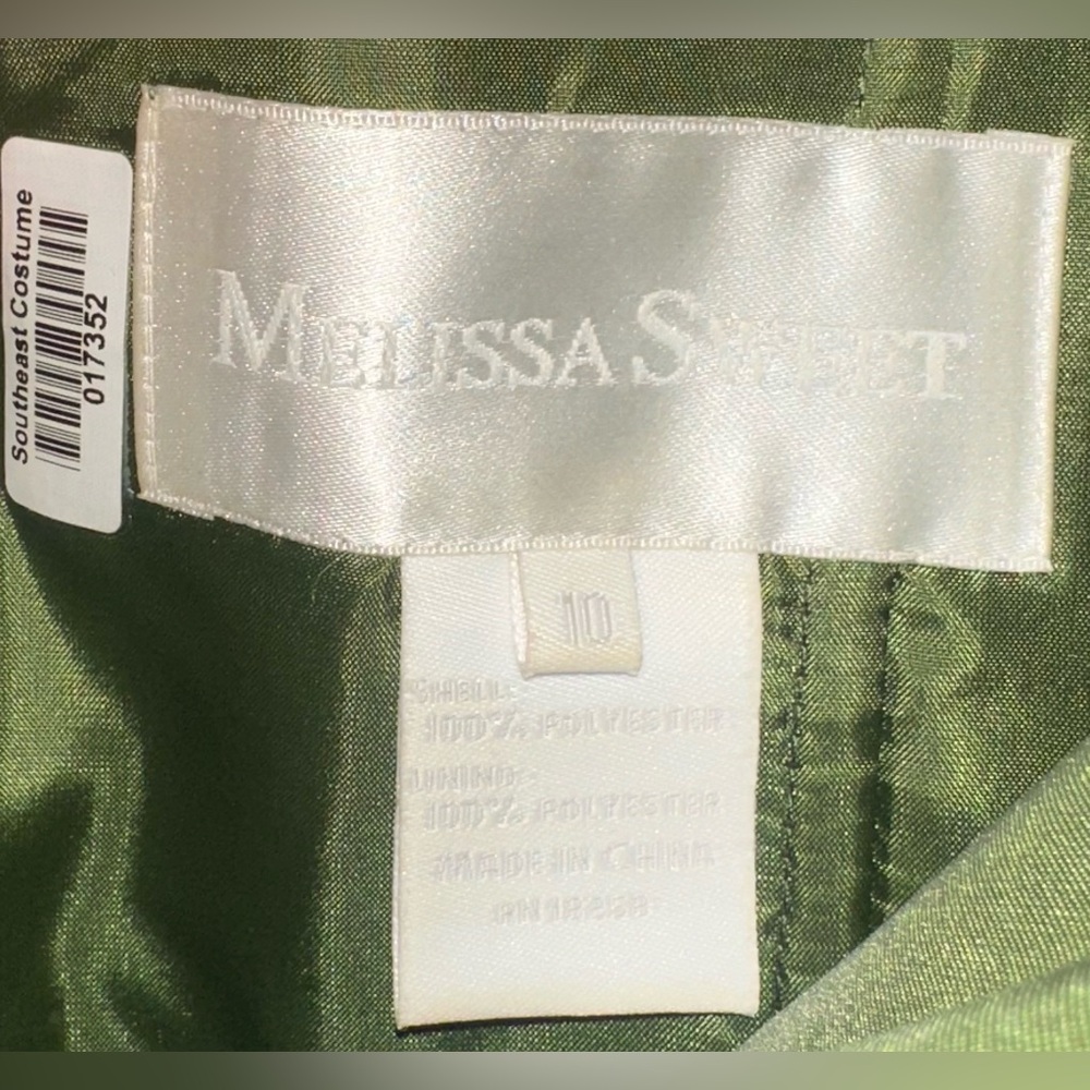 Melissa Sweet Strapless Satin Dress in Deep Green - Picture 3 of 3